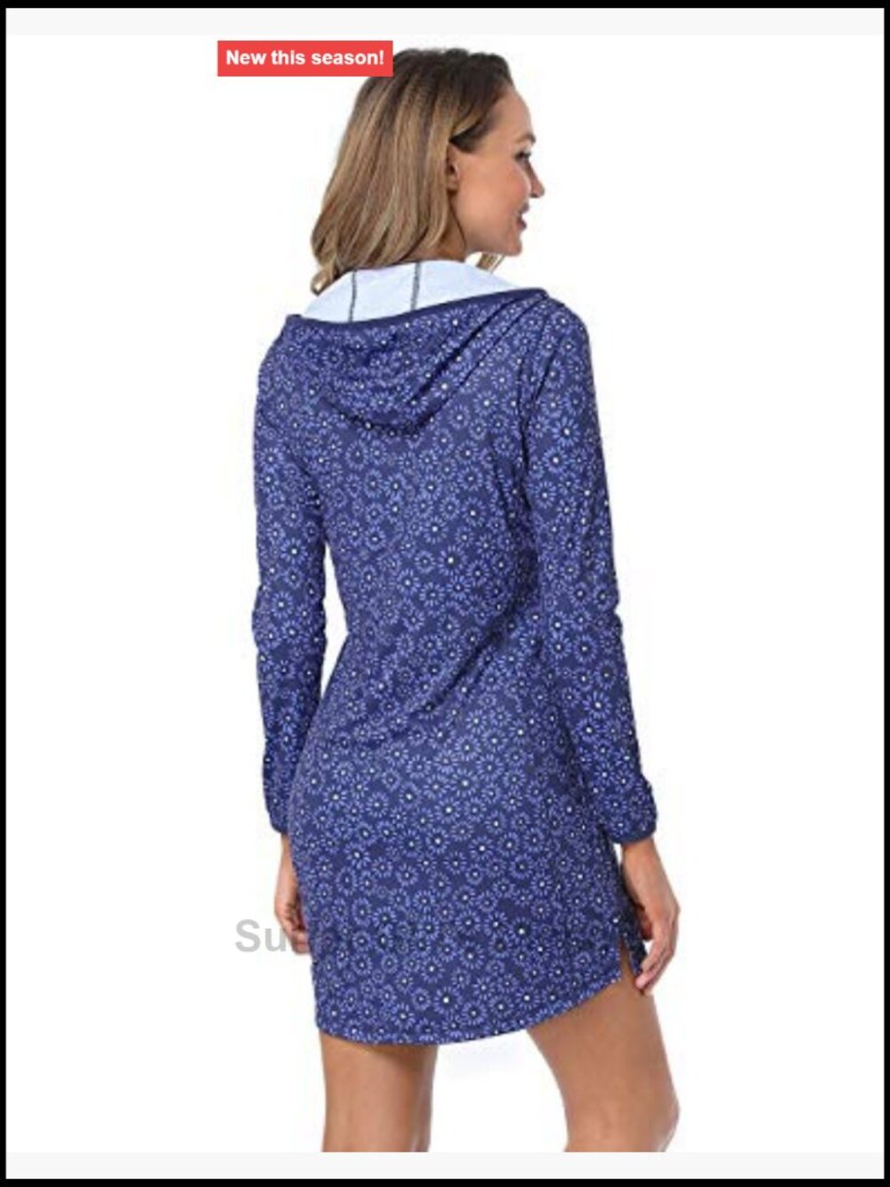 Women's UPF 50 Long Sleeve Swim Cover Up Dress with Hood Quick Dry Sun - Picture 5 of 7